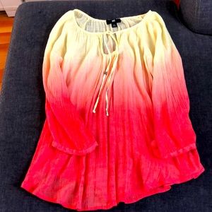 Orange and yellow peasant blouse